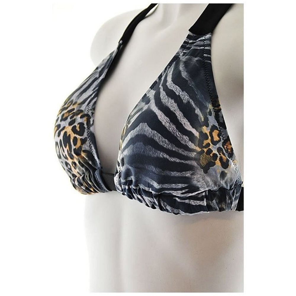Animal Leopard Print Contrast Adjustable String Bikini Swimsuit Beach Vacation